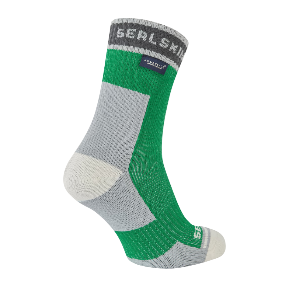 Sealskinz Unisex Holverstone Waterproof Mid Length Lightweight Running Sock in Green AW25