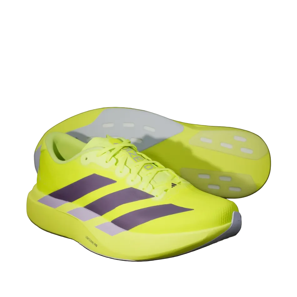 adidas Women's Adizero Evo SL Woven Running Shoes in Solar Yellow/Aurora Plum/Powder Plum SS26