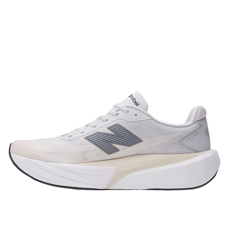 New Balance Men's Fuelcell Rebel v5 Running Shoes in Grey Matter/Linen/White AW25