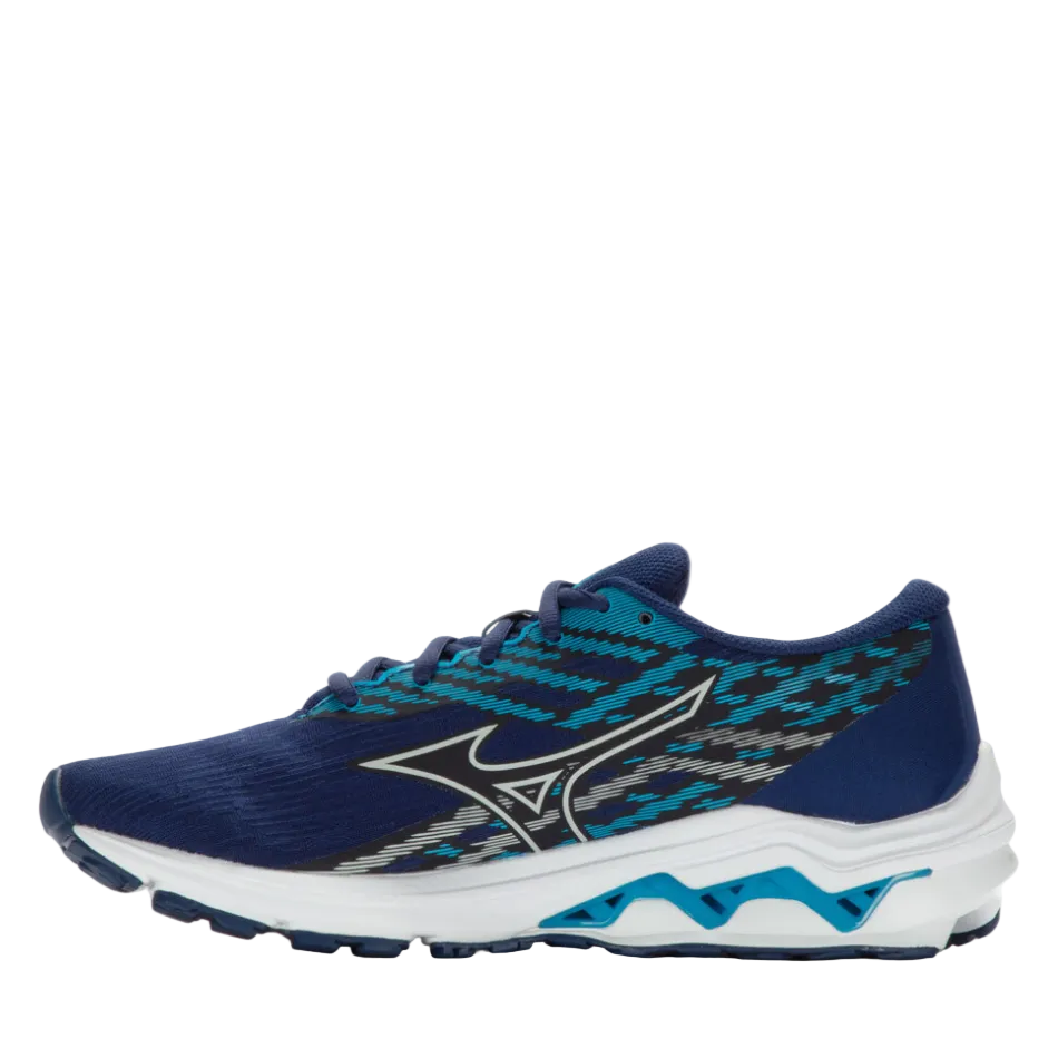 Mizuno Men's Wave Equate 7 Running Shoes in Blue Depths/Silver/Neon Flame AW23