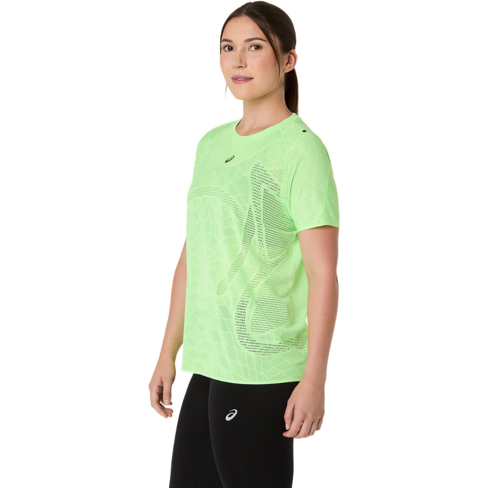 ASICS Women's METARUN SHORT SLEEVED TOP in Metacolour/light green SS26