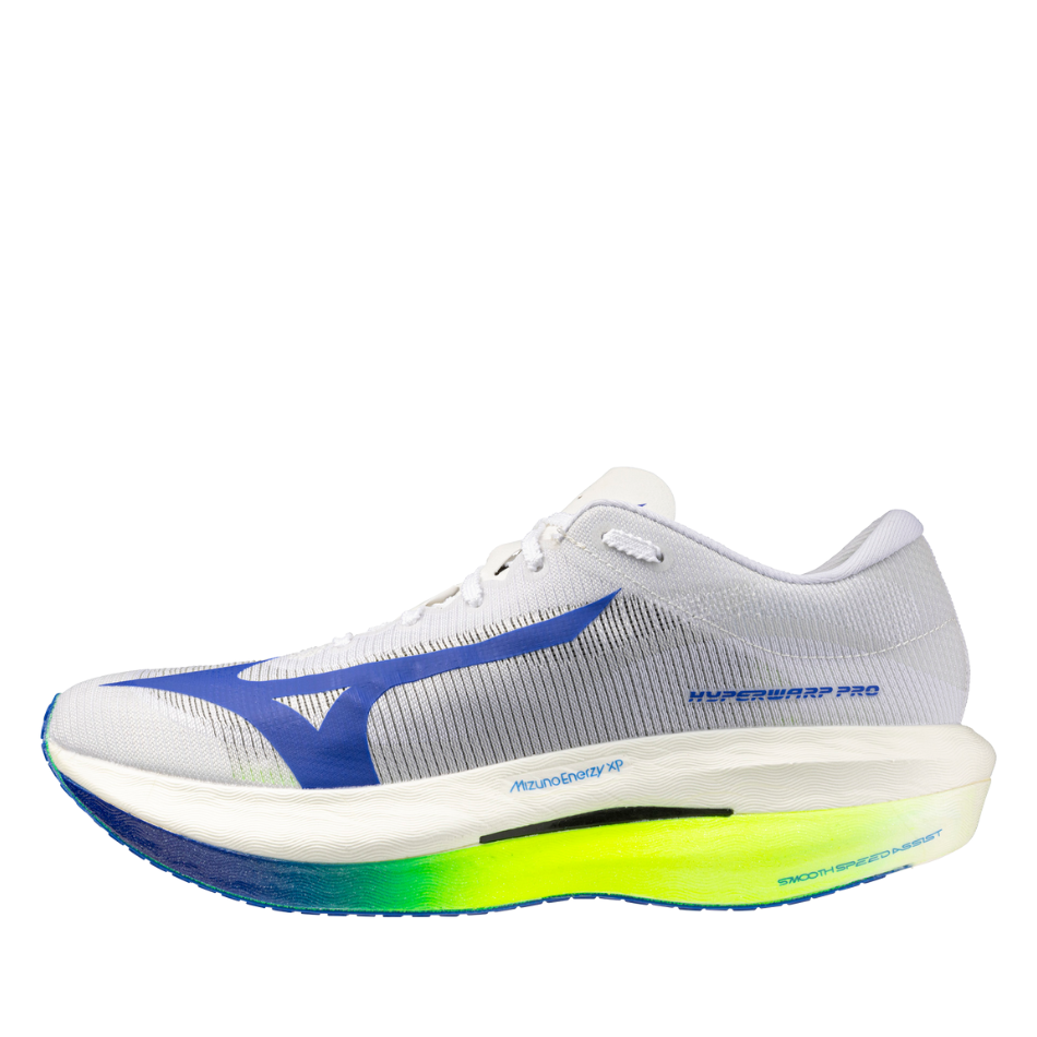 Mizuno Unisex Hyperwarp Pro Running Shoes in White/Lightening Yellow/Dazzling Blue SS26