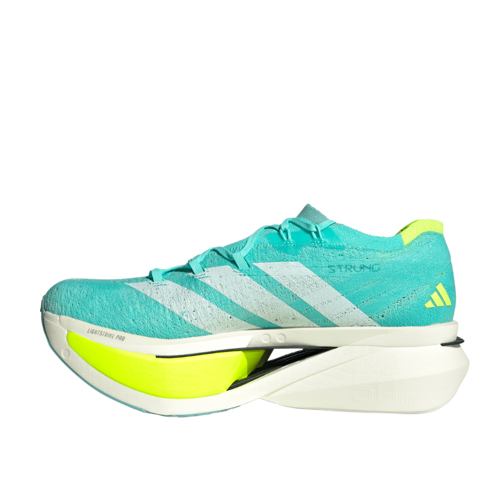 adidas Unisex Adizero Prime X3 Strung Running Shoes in Flash Aqua/Zero Metalic/Lucid Lemon AW25