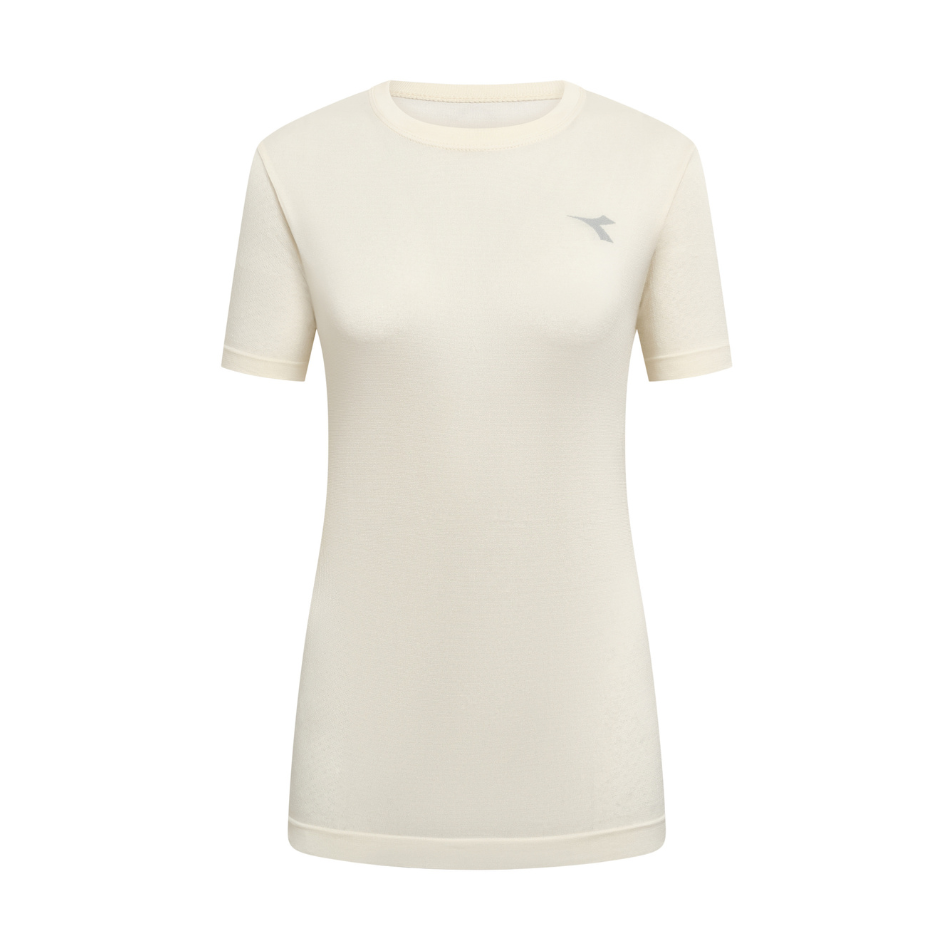 Diadora Women's Short Sleeved T-shirt Stratouno in Winter White SS26