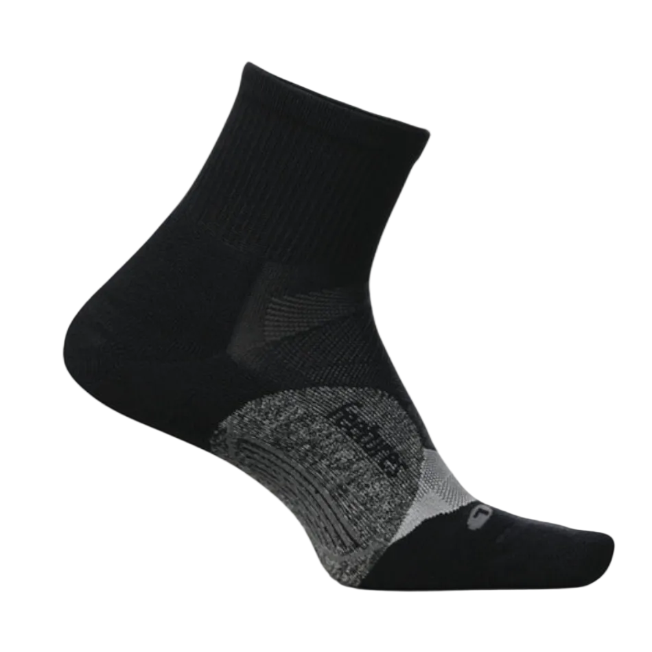 Feetures Unisex Elite Light Cushion Quarter Socks in Black SS26
