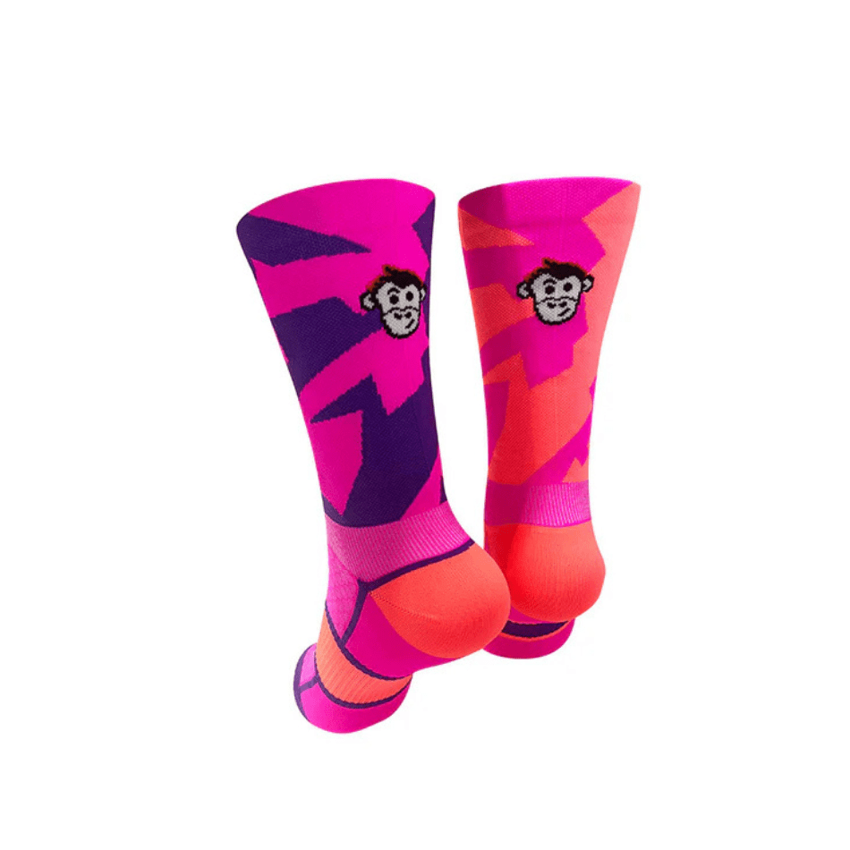 Monkey Sox Accessories Monkey Sox Podium Bolt Sports Socks in Pink/Orange - Up and Running