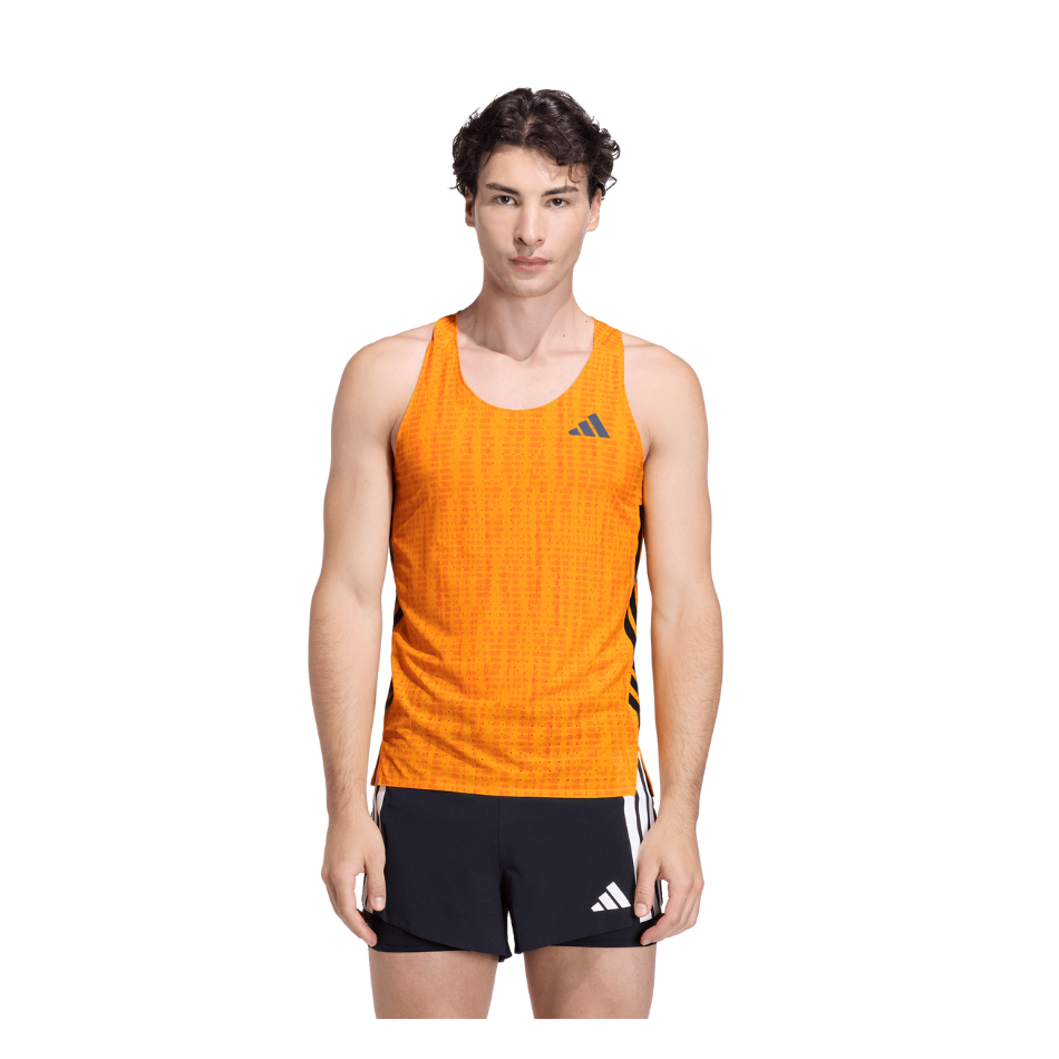 adidas Men's Adizero Running Tank Top in Pure Tangerine/Pure Orange SS26