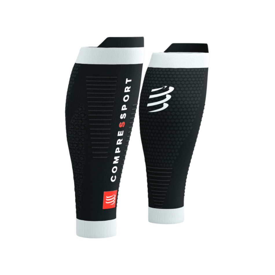Compressport Unisex R2 3.0 Compression Calf Sleeves in Black/White
