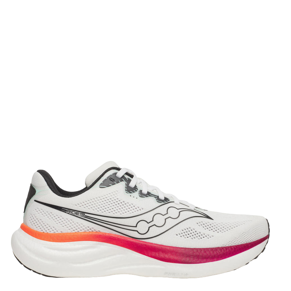 Saucony Men's Ride 19 Running Shoes in White/Crimson SS26