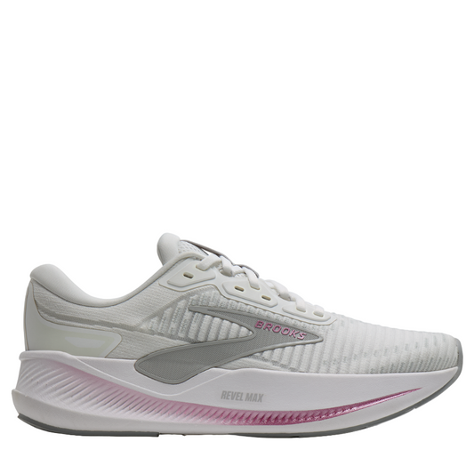 Brooks Women's Revel Max Running Shoes in White/Harbor Mist/Metallic SS26