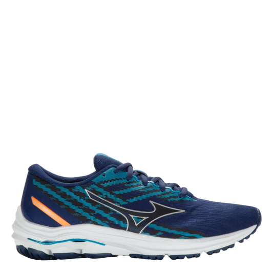 Mizuno Men's Wave Equate 7 Running Shoes in Blue Depths/Silver/Neon Flame AW23
