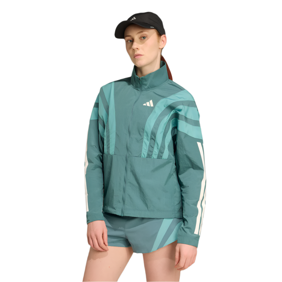 adidas Women's Adizero Archive Running Jacket in Preloved Teal AW25