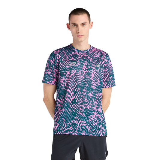 New Balance Men's London Edition Athletics Print T-Shirt in Pink Heat SS26