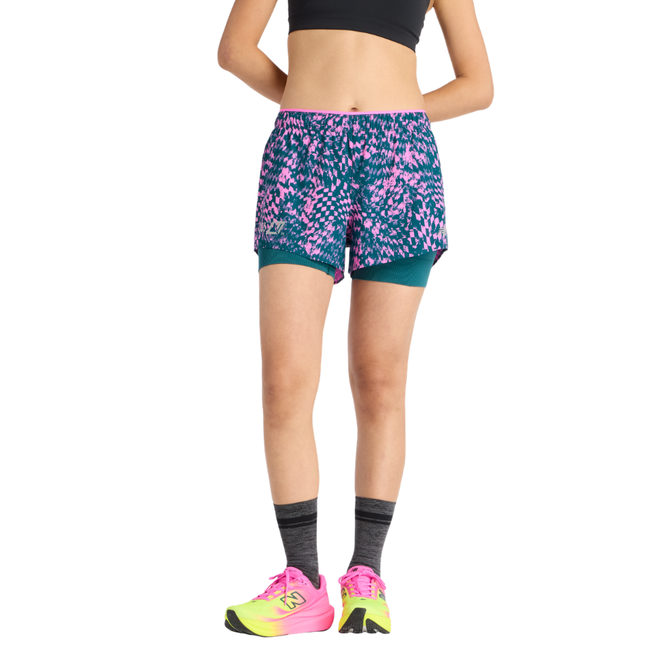 New Balance Women's London Edition RC Printed 2 in 1 Short 3” in Pink Heat SS26