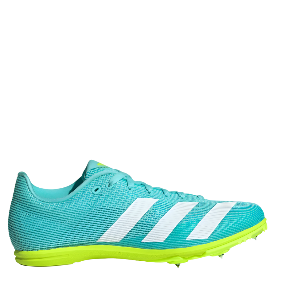 adidas Junior Allroundstar Running Spikes in Flash Aqua/Cloud White/Lucid Lemon AW25