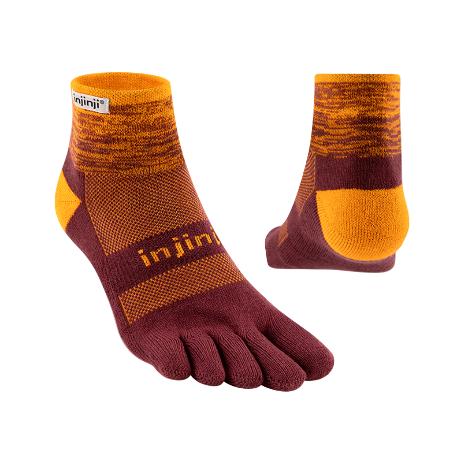 Injinji Unisex Trail Midweight Mini-Crew Running Socks in Solar AW25