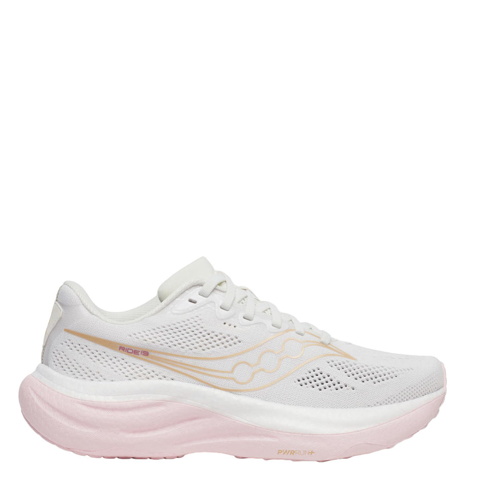 Saucony Women's Ride 19 Running Shoes in White/Silk SS26