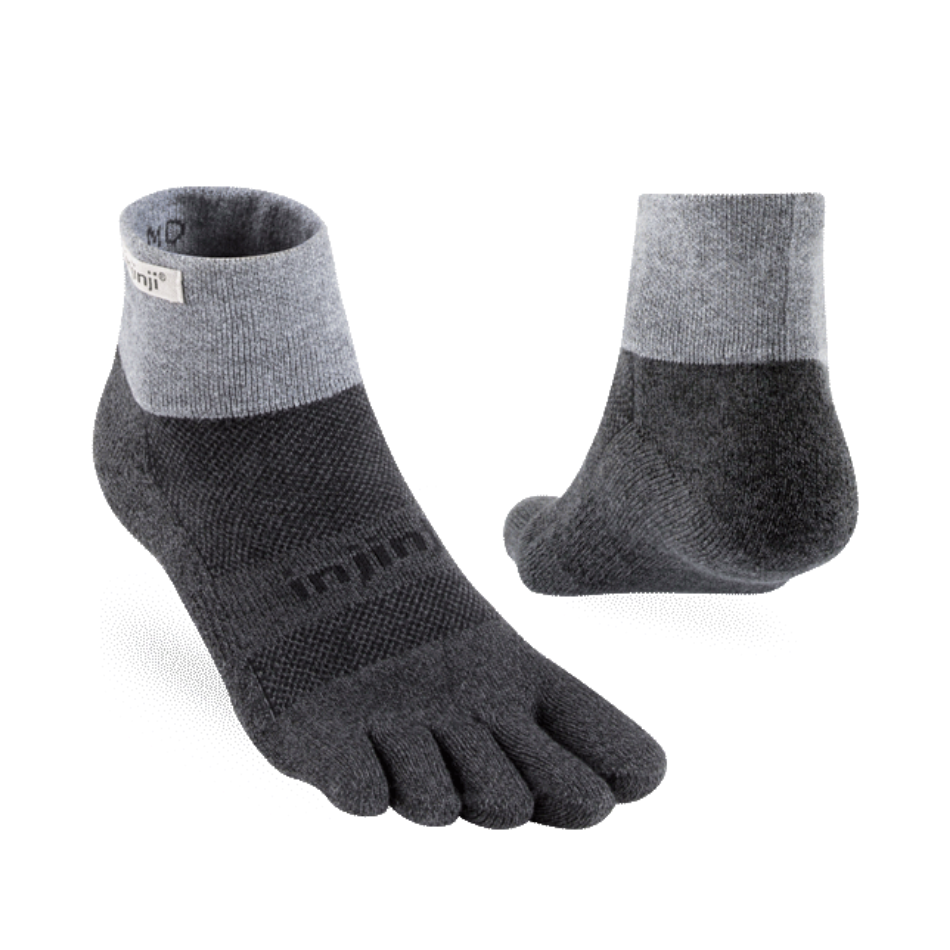 Injinji Unisex Trail Midweight Mini-Crew Running Socks in Granite AW25