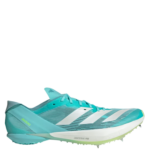 adidas Unisex Adizero Ambition Track Running Spikes in Flash Aqua/Zero Metalic/Lucid Lemon AW25