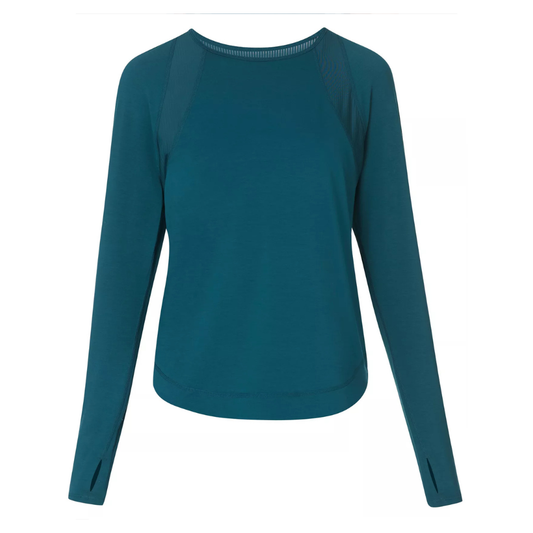 Sweaty Betty Breathe Easy Mesh Long Sleeve in Deep Green SS26
