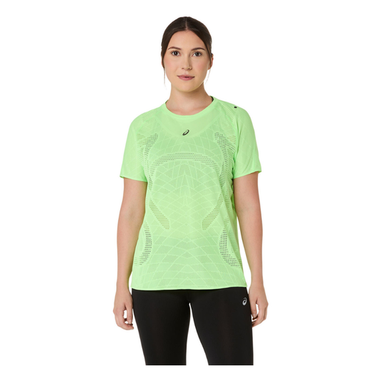 ASICS Women's METARUN SHORT SLEEVED TOP in Metacolour/light green SS26