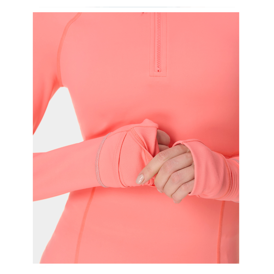 Sweaty Betty Pro Run Half Zip in Melon Pink SS26