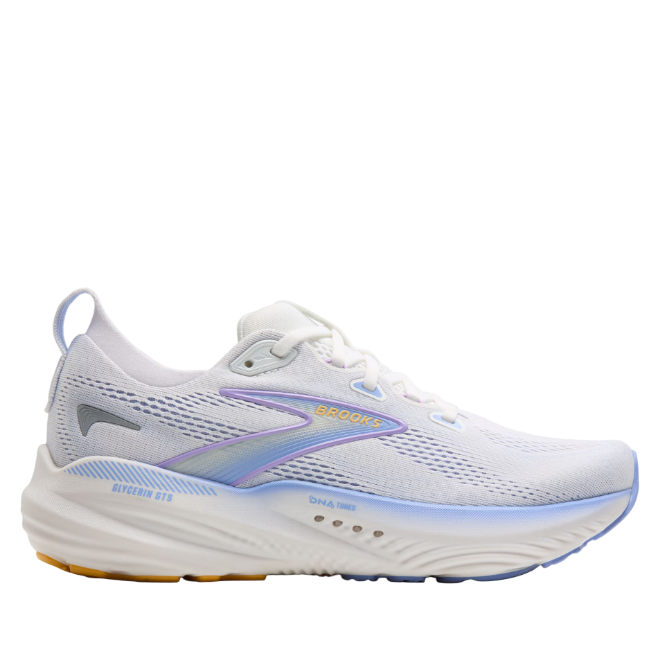 Brooks Women's Glycerin GTS 22 Running Shoes in White/Blue Heron/Apricot AW25