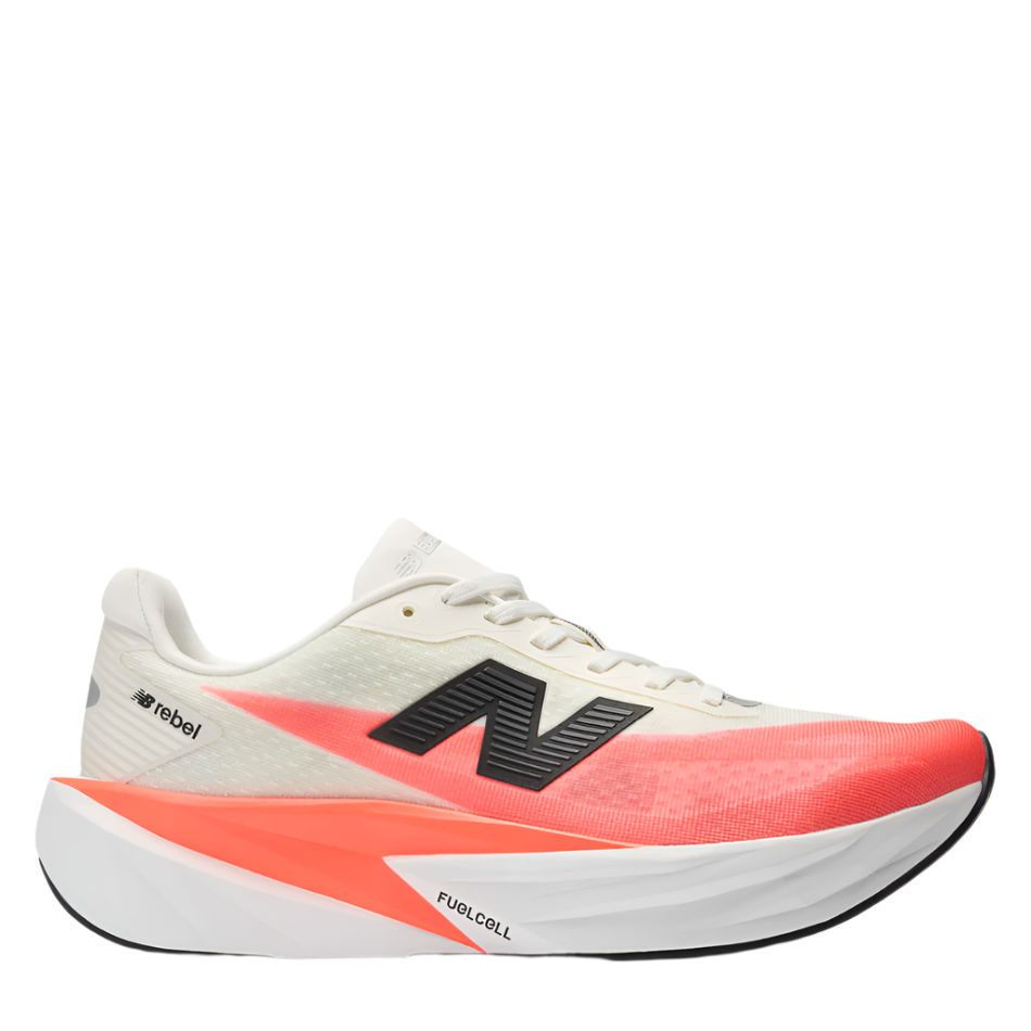 New Balance Men's Fuelcell Rebel v5 Running Shoes in Urgent Red/White/Sea Salt AW25