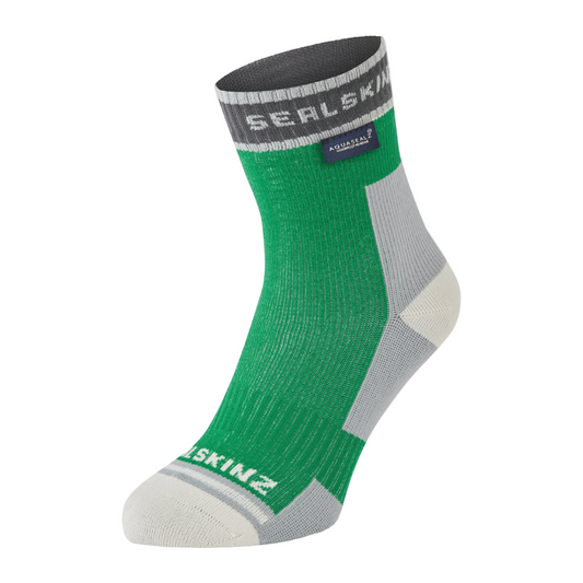 Sealskinz Unisex Holverstone Waterproof Mid Length Lightweight Running Sock in Green AW25