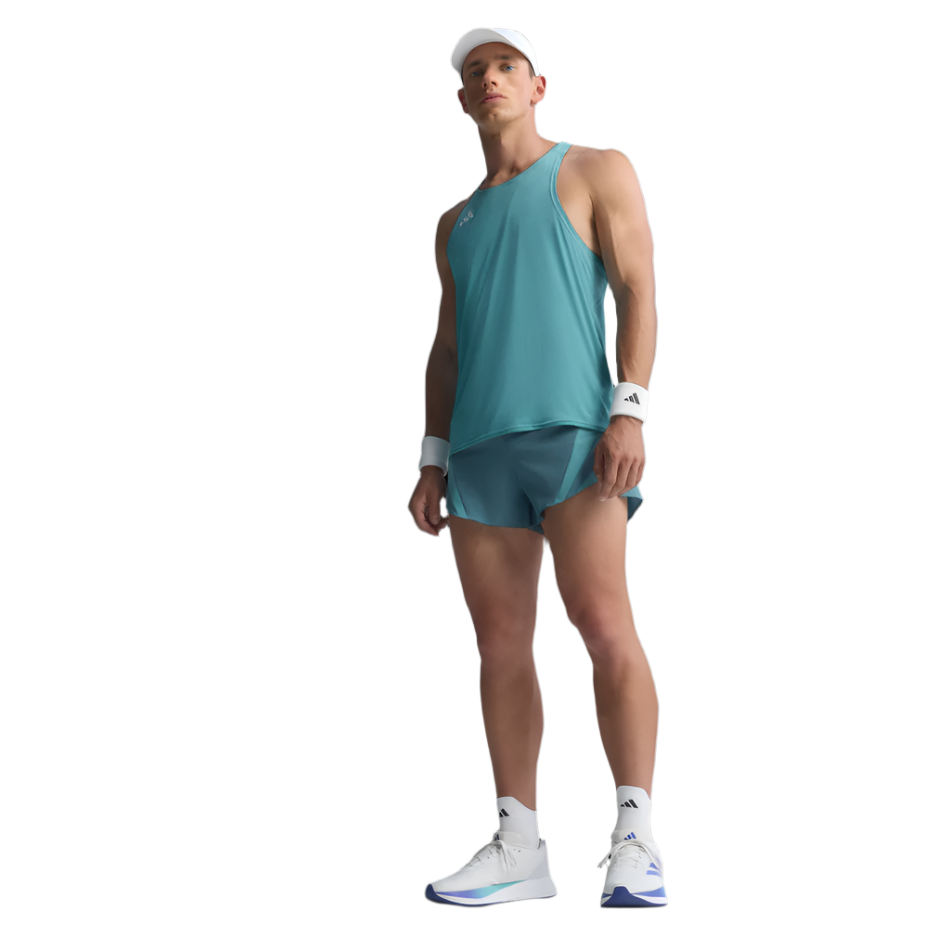 adidas Men's Adizero Running Gel Pocket Shorts in Tuquoise/Powder Teal AW25