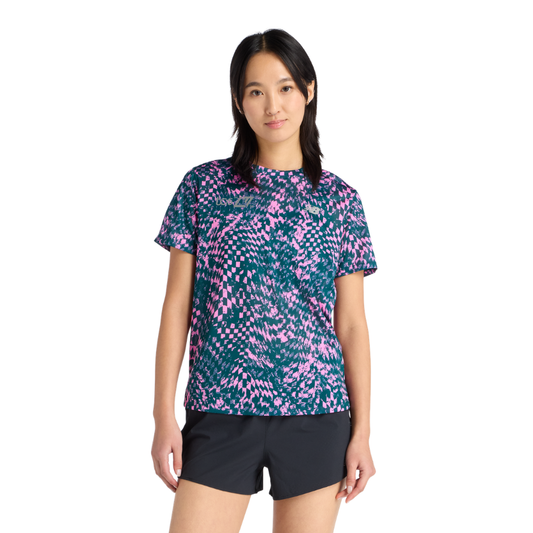 New Balance Women's London Edition Athletics Print T Shirt in Pink Heat SS26