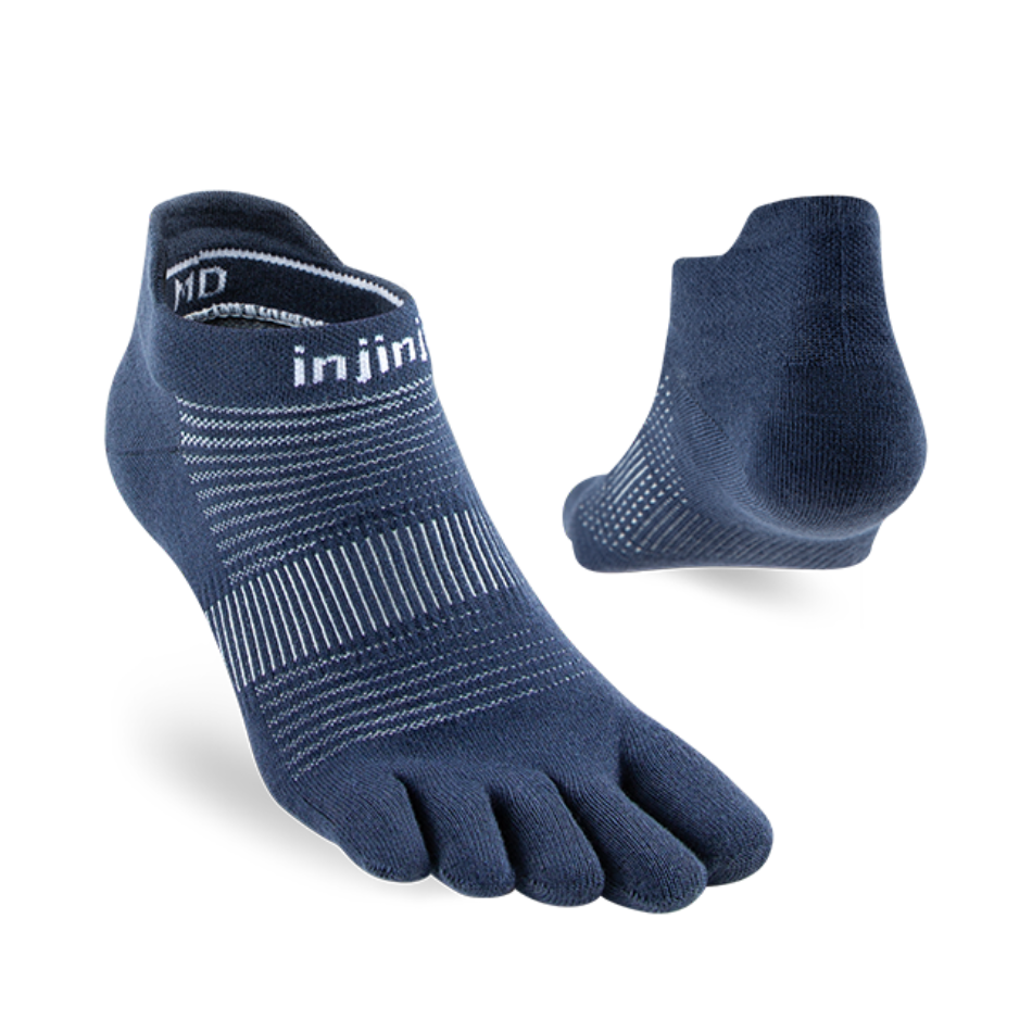 Injinji Unisex Run Lightweight No-Show Running Socks in Navy