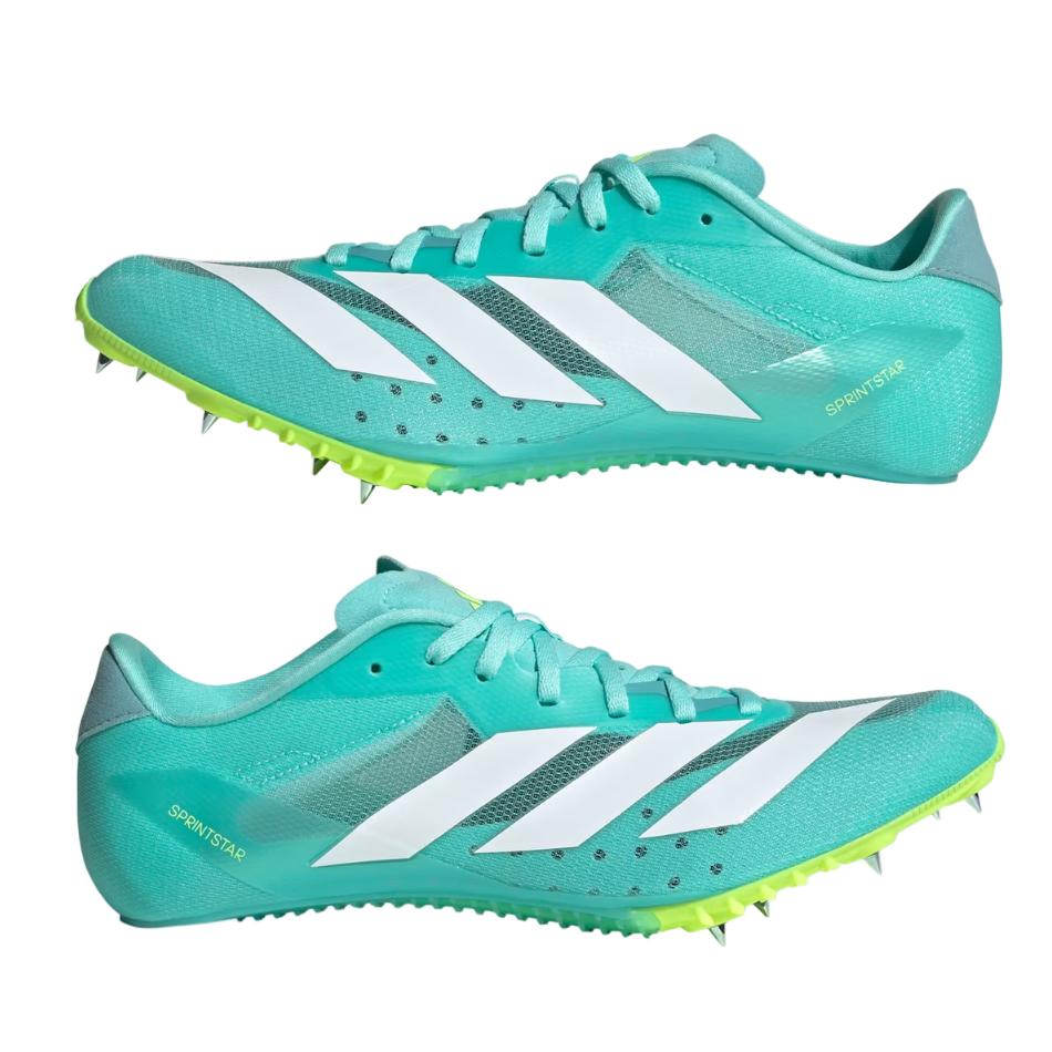 adidas Unisex Sprintstar Track Spikes in Flash Aqua/Cloud White/Lucid Lemon AW25