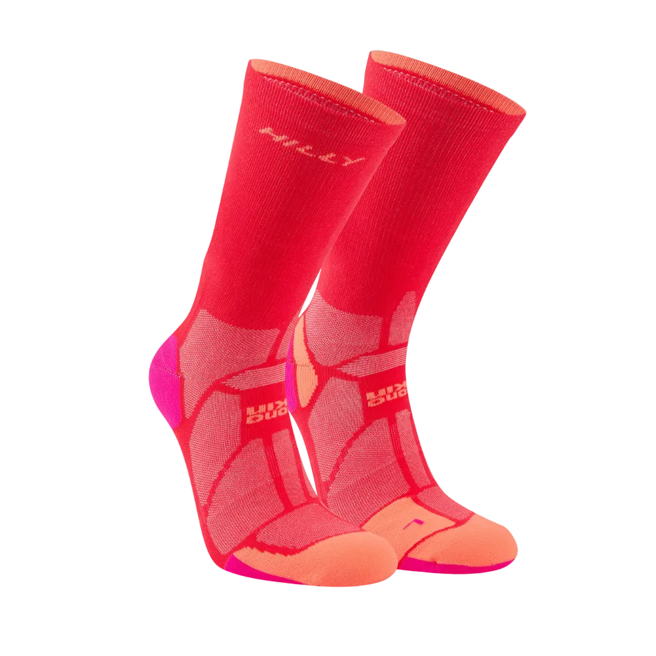 Hilly Unisex Marathon Fresh Crew Socks Min in Hot Pink/Neon Candy SS26
