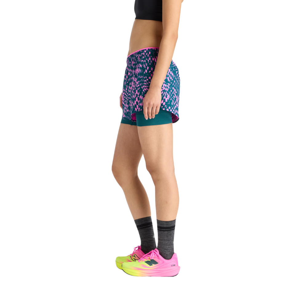 New Balance Women's London Edition RC Printed 2 in 1 Short 3” in Pink Heat SS26