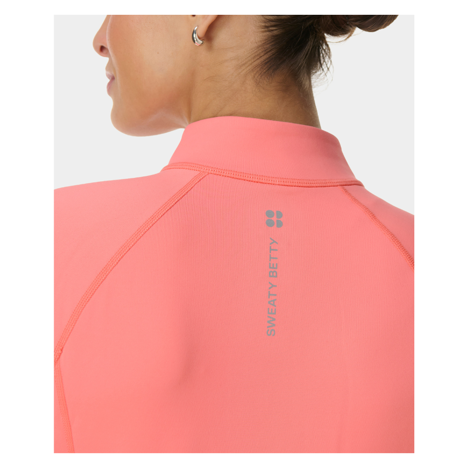 Sweaty Betty Pro Run Half Zip in Melon Pink SS26