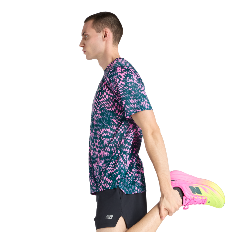 New Balance Men's London Edition Athletics Print T-Shirt in Pink Heat SS26