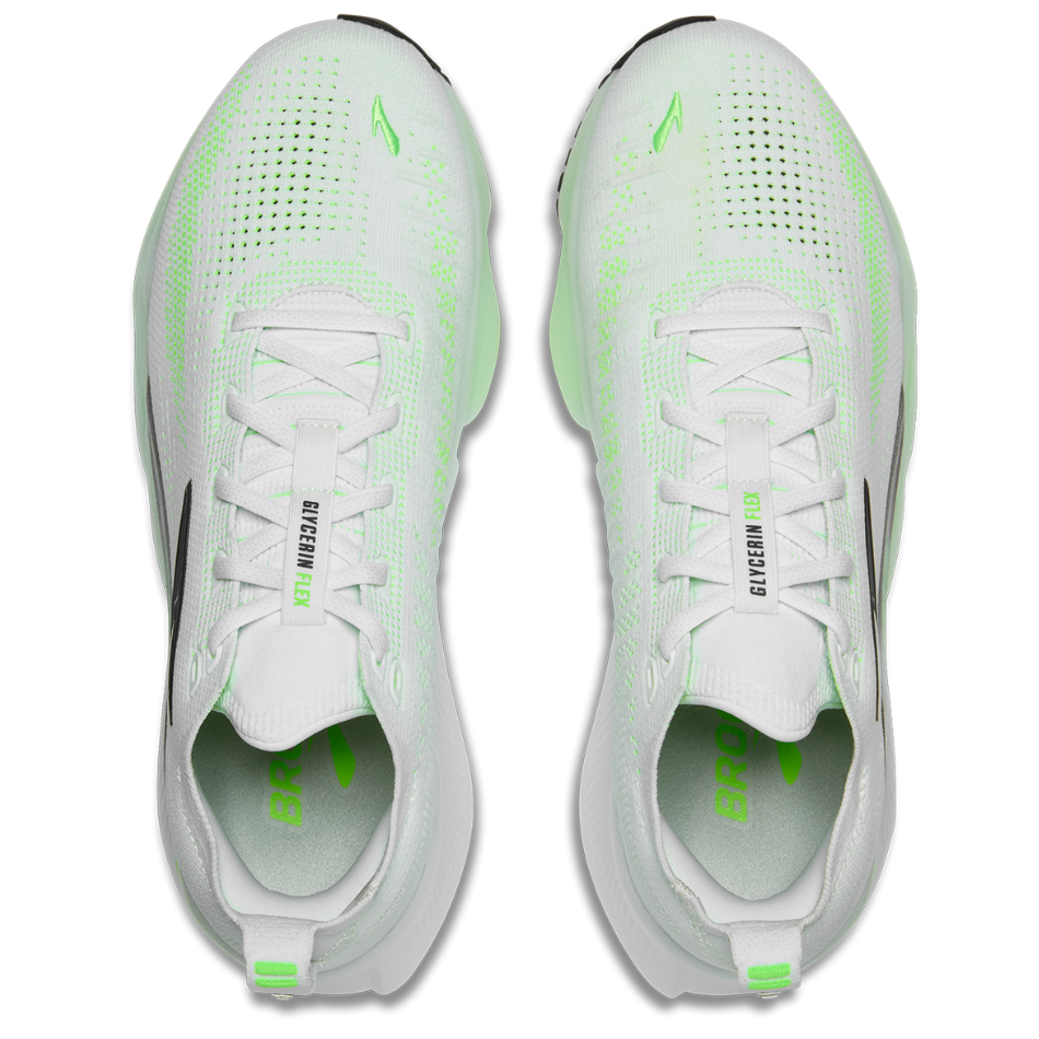 Brooks Men's Glycerin Flex Running Shoes in White/Green Gecko/Phantom SS26