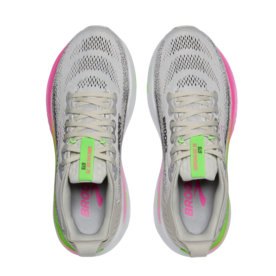 Brooks Women's Adrenaline GTS 25 Running Shoes in Oyster/Pink/Green SS26