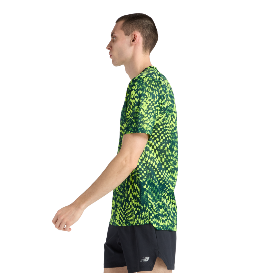 New Balance Men's London Edition Athletics Print T-Shirt in Alkaline Green SS26