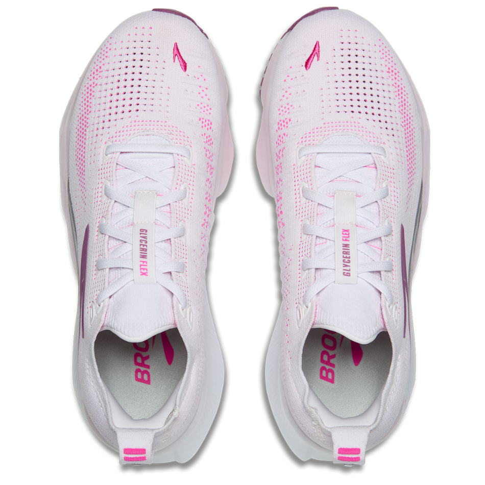 Brooks Women's Glycerin Flex Running Shoes in White/Cyber Pink/Argyle SS26