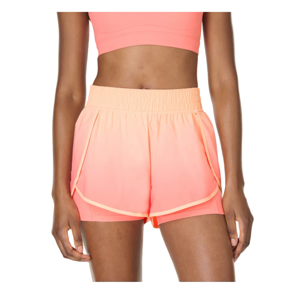Sweaty Betty Get Set 2-in-1 Multi-Train Shorts in Melon Pink/Peach/Orange Ombre SS26