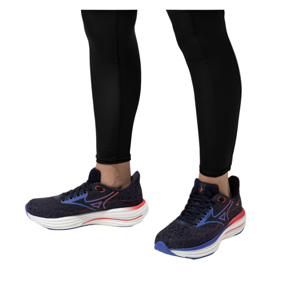 Mizuno Women's Wave Rider 29 Running Shoes in Odyssey Gray/Iris Bloom/Calypso Coral AW25