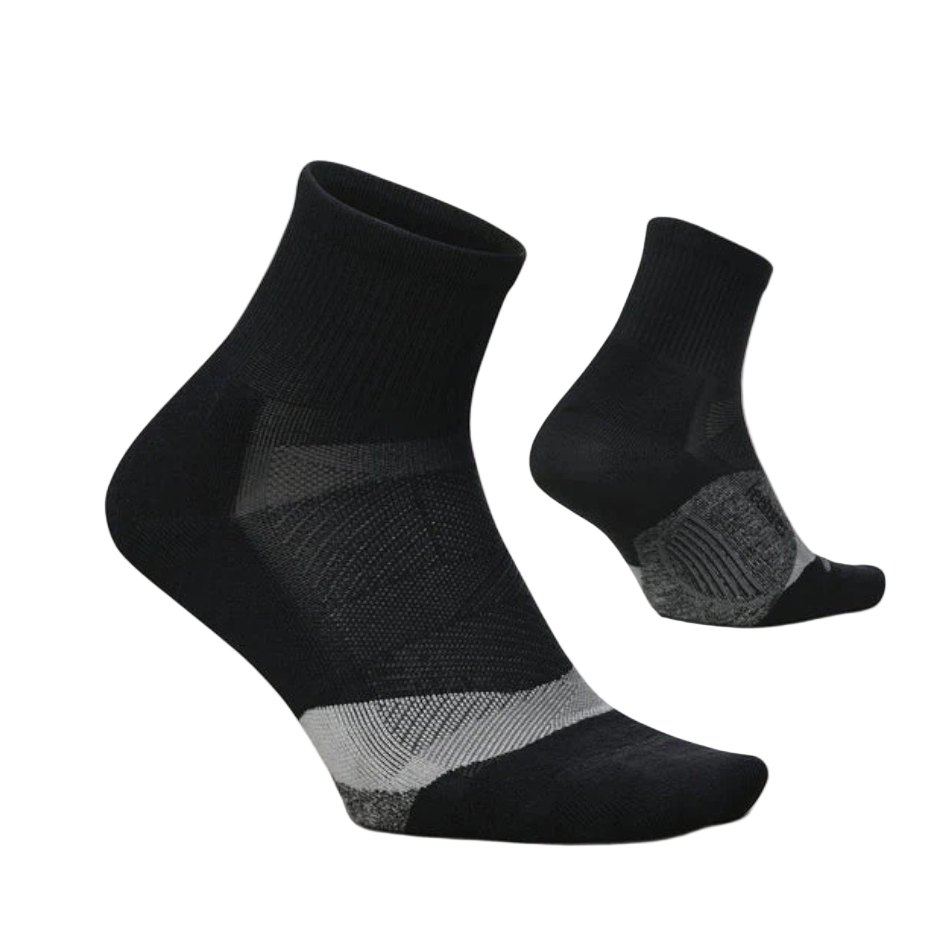 Feetures Elite Light Cushion Quarter Sock in Black AW25