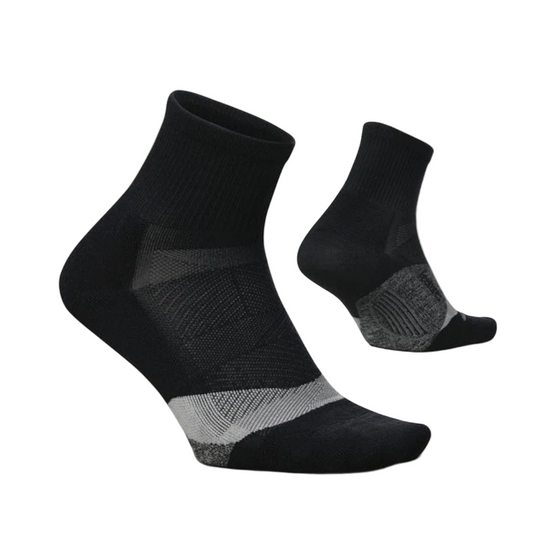 Feetures Elite Light Cushion Quarter Sock in Black AW25