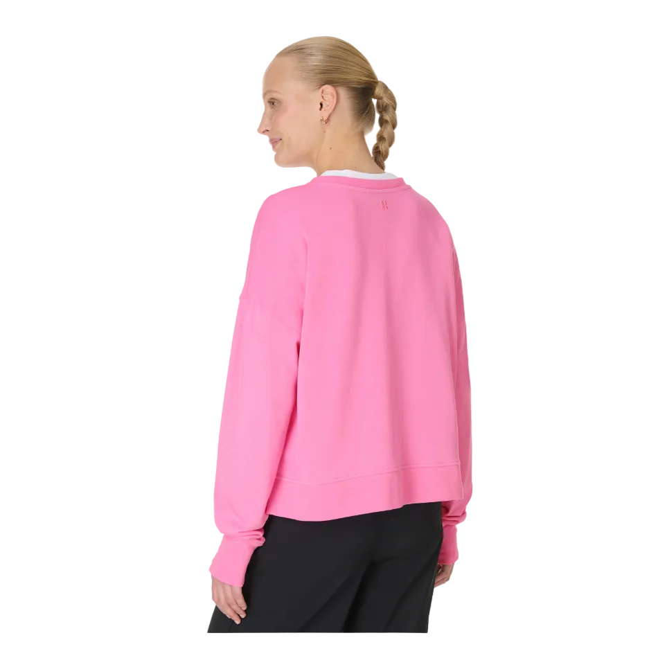 Sweaty Betty After Class Crop Sweatshirt in Guava Pink SS26