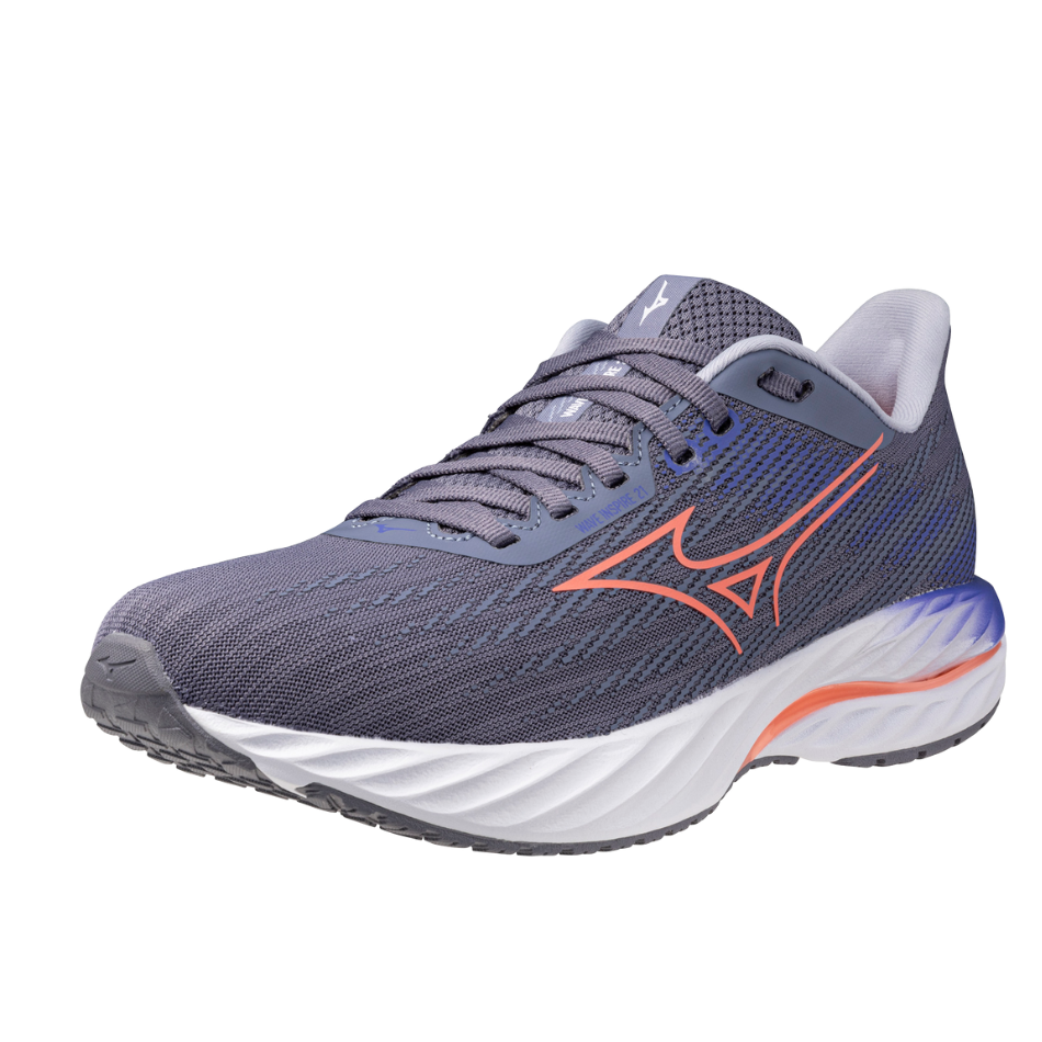 Mizuno Women's Wave Inspire 21 Running Shoes in Blue Granite/Striking Coral/Iris Bloom AW25