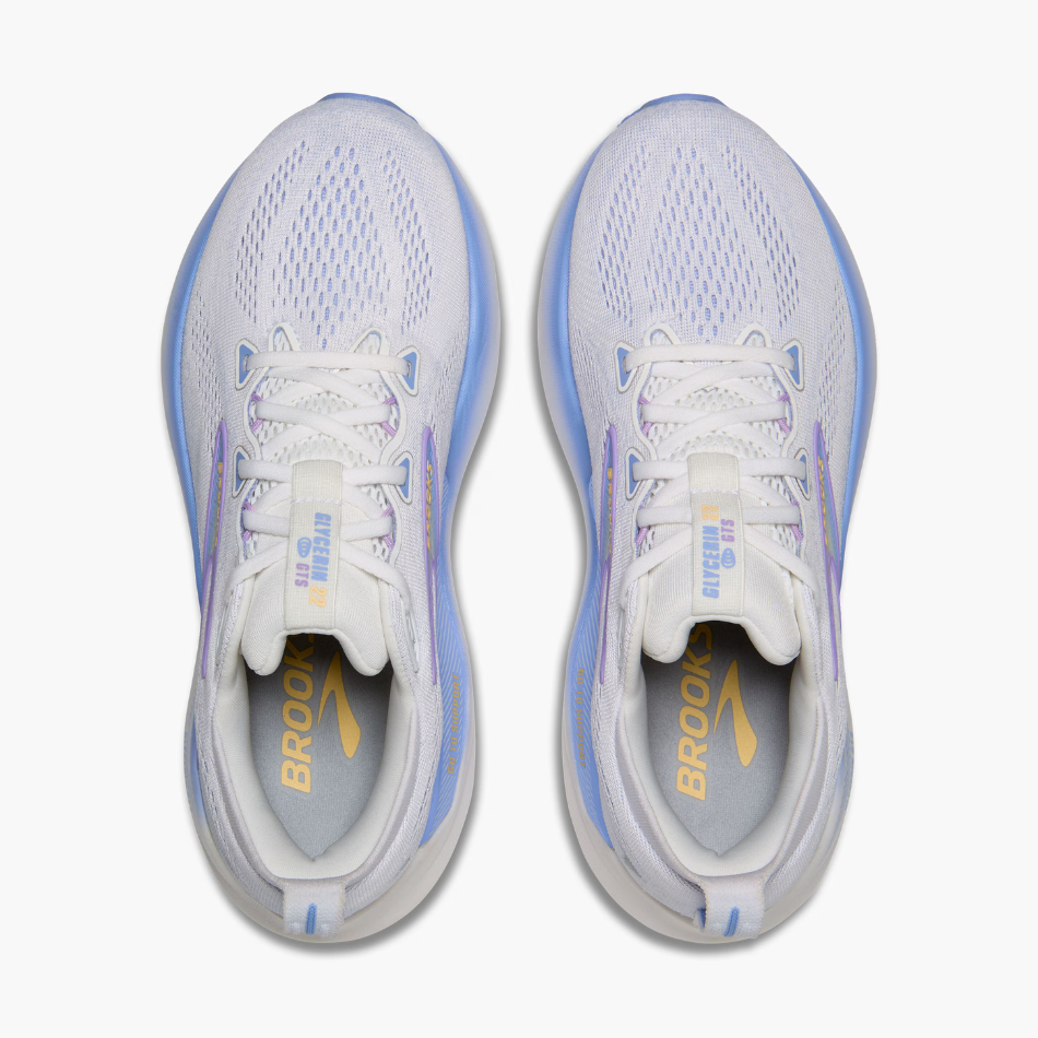 Brooks Women's Glycerin GTS 22 Running Shoes in White/Blue Heron/Apricot AW25