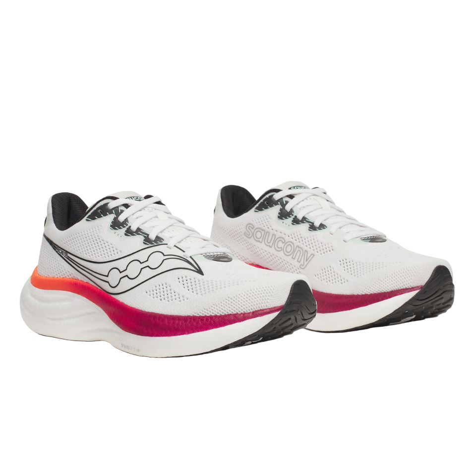 Saucony Men's Ride 19 Running Shoes in White/Crimson SS26