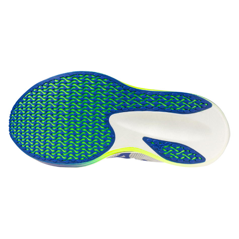 Mizuno Unisex Hyperwarp Pro Running Shoes in White/Lightening Yellow/Dazzling Blue SS26